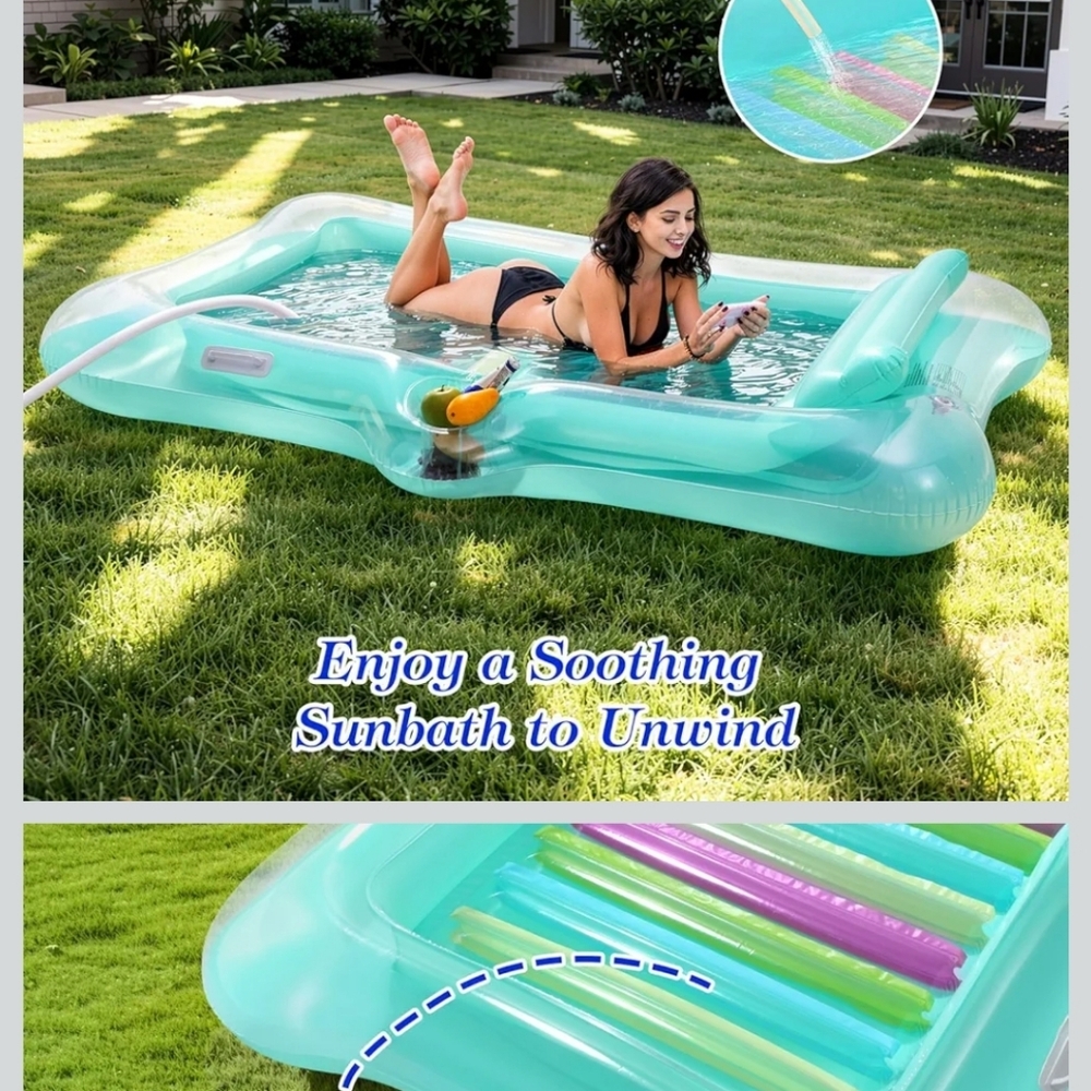 Inflatable Pool Lounge with Striped Design - Picture 3 of 6